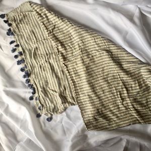 Ann Taylor Blue Cream Striped Shawl